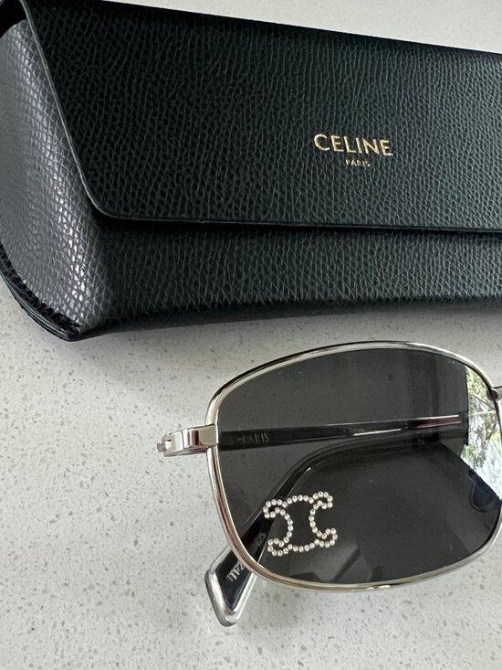 CELINE Triomphe 60mm Rhinestone Rectangular CL40285U Silver Sunglasses main image 8